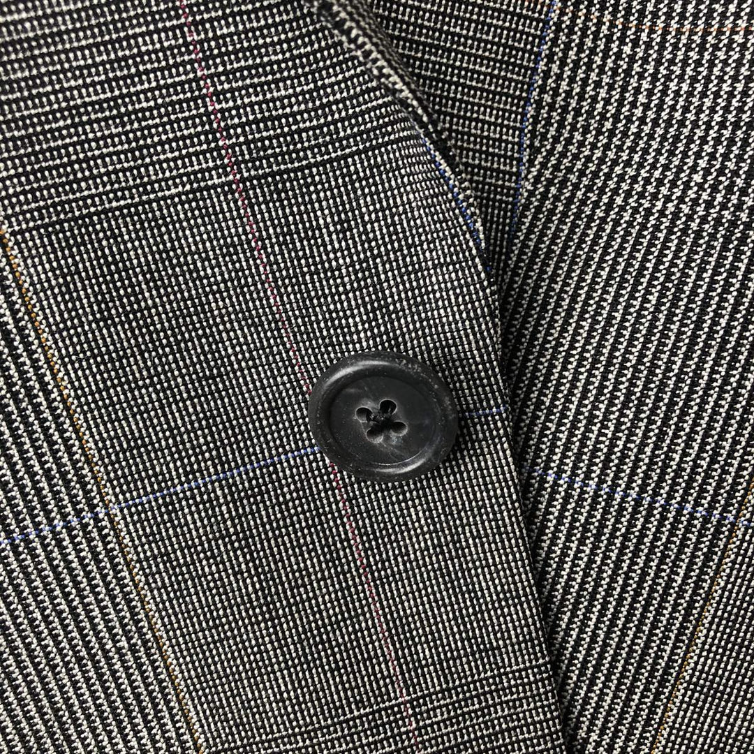 Burberry's Check Pattern Glen Plaid Wool Tailored Jacket, Made in USA, Men's Size L wool gray type Vintage Second Hand