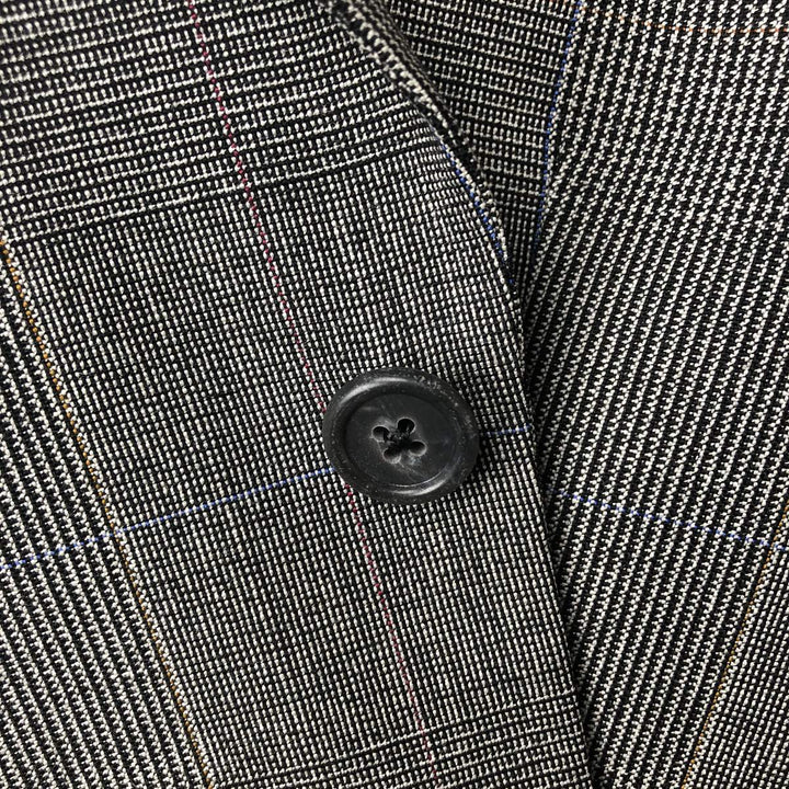 Burberry's Check Pattern Glen Plaid Wool Tailored Jacket, Made in USA, Men's Size L wool gray type Vintage Second Hand