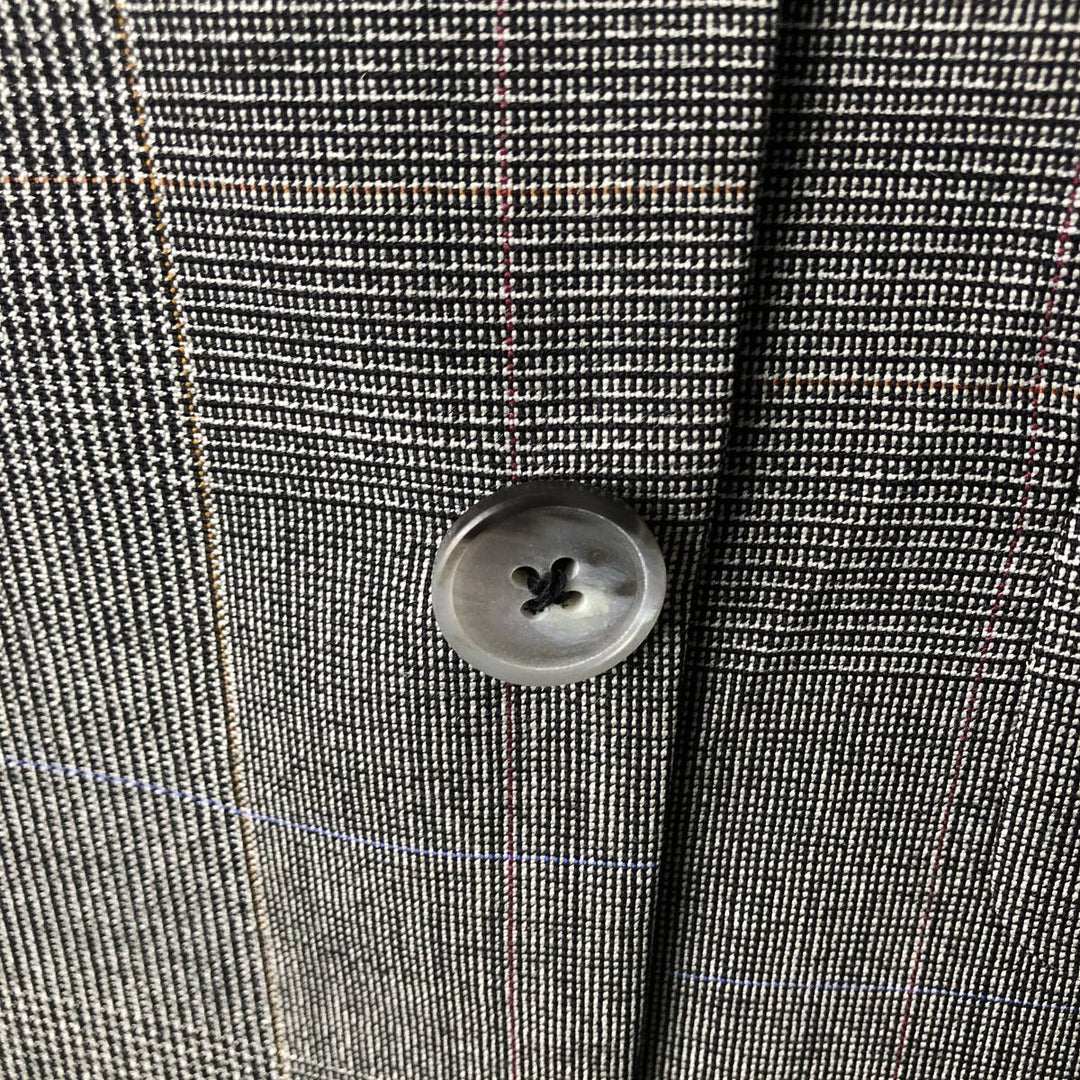 Burberry's Check Pattern Glen Plaid Wool Tailored Jacket, Made in USA, Men's Size L wool gray type Vintage Second Hand
