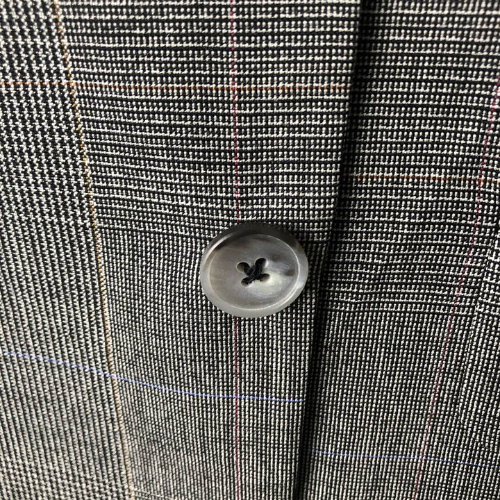 Burberry's Check Pattern Glen Plaid Wool Tailored Jacket, Made in USA, Men's Size L wool gray type Vintage Second Hand