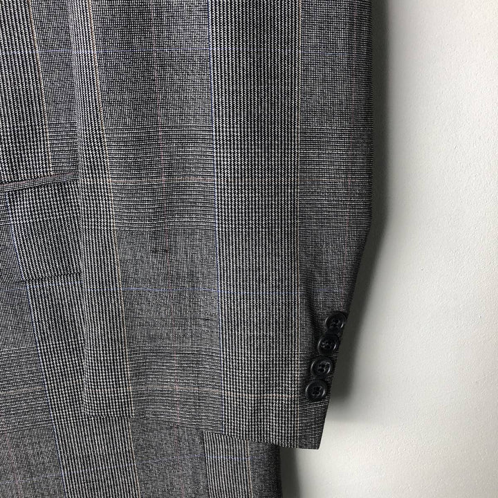 Burberry's Check Pattern Glen Plaid Wool Tailored Jacket, Made in USA, Men's Size L wool gray type Vintage Second Hand
