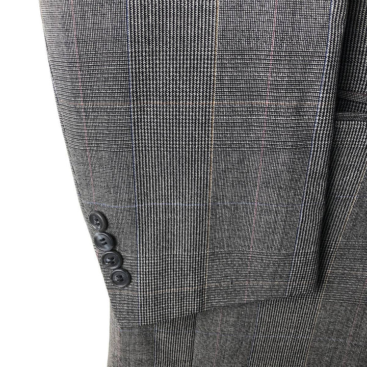 Burberry's Check Pattern Glen Plaid Wool Tailored Jacket, Made in USA, Men's Size L wool gray type Vintage Second Hand