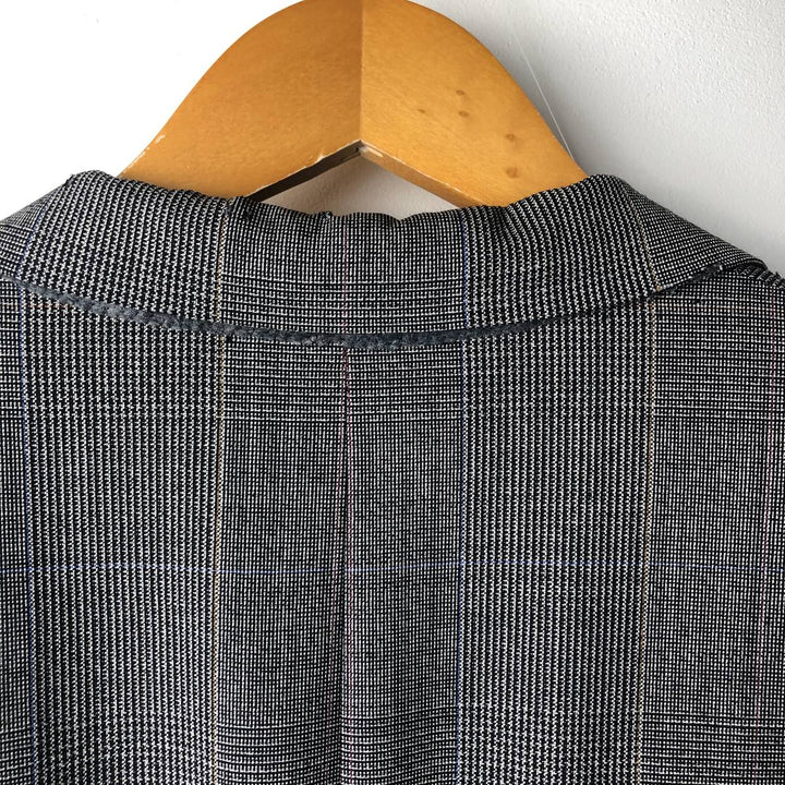 Burberry's Check Pattern Glen Plaid Wool Tailored Jacket, Made in USA, Men's Size L wool gray type Vintage Second Hand
