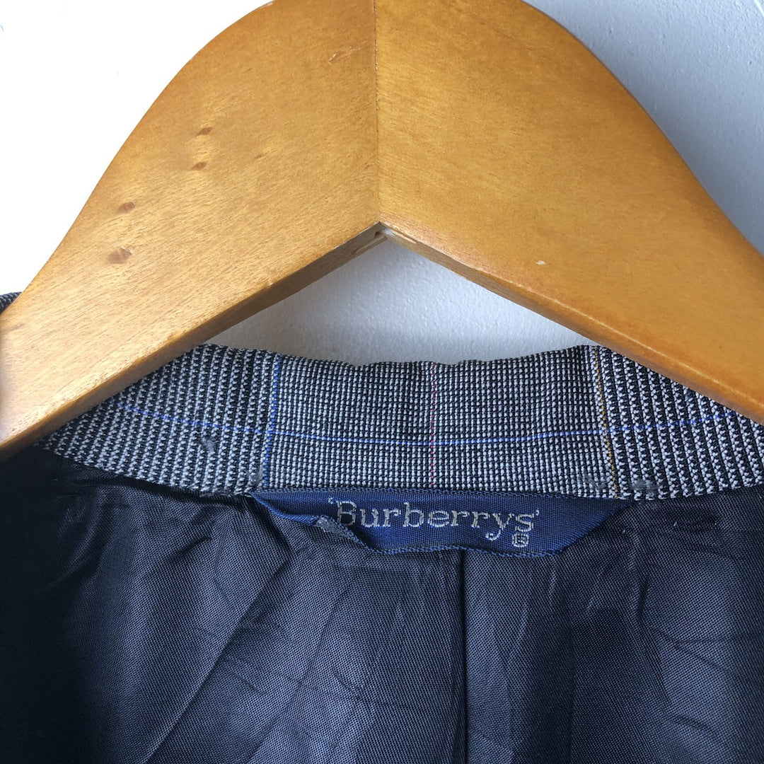 Burberry's Check Pattern Glen Plaid Wool Tailored Jacket, Made in USA, Men's Size L wool gray type Vintage Second Hand