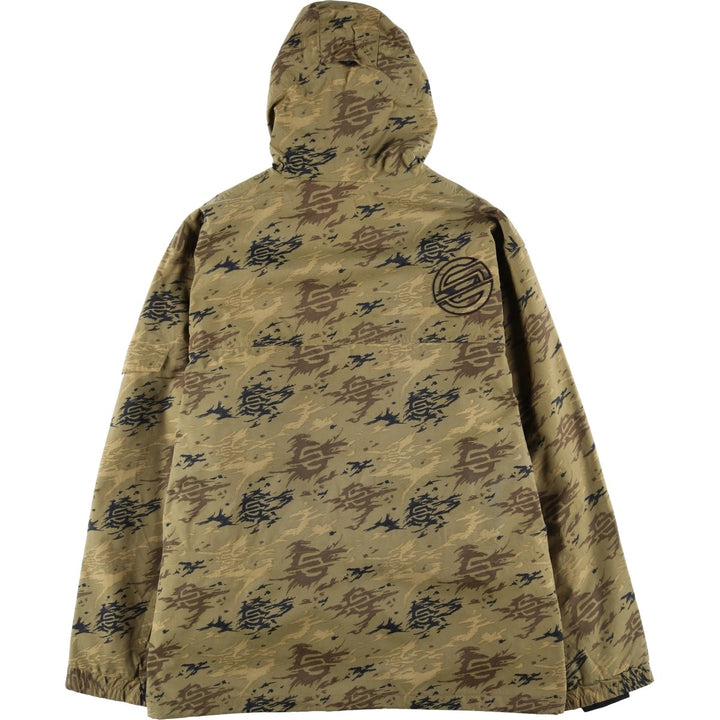 2000'S Santa Cruz Camouflage Pattern Nylon Parka, Men's Size XL Nylon Khaki type Vintage Second Hand