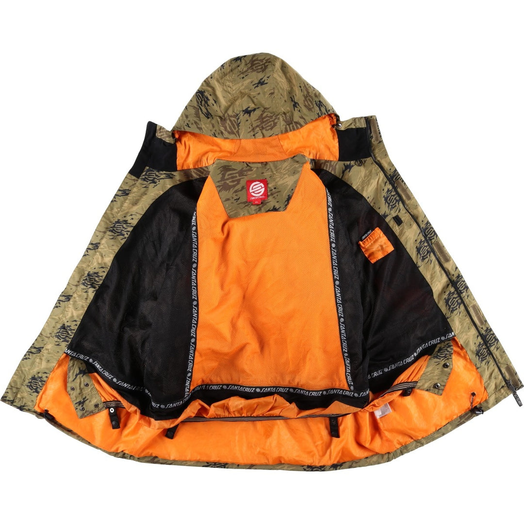 2000'S Santa Cruz Camouflage Pattern Nylon Parka, Men's Size XL Nylon Khaki type Vintage Second Hand