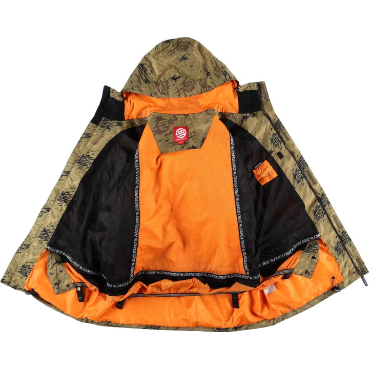 2000'S Santa Cruz Camouflage Pattern Nylon Parka, Men's Size XL Nylon Khaki type Vintage Second Hand