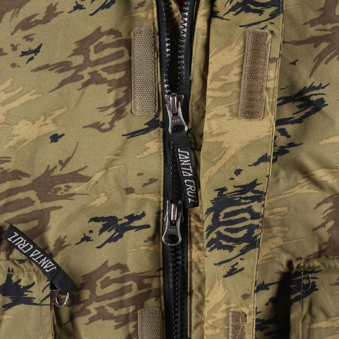 2000'S Santa Cruz Camouflage Pattern Nylon Parka, Men's Size XL Nylon Khaki type Vintage Second Hand