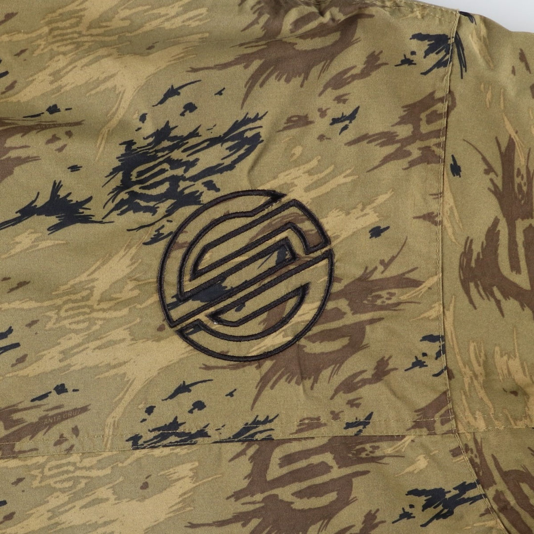 2000'S Santa Cruz Camouflage Pattern Nylon Parka, Men's Size XL Nylon Khaki type Vintage Second Hand