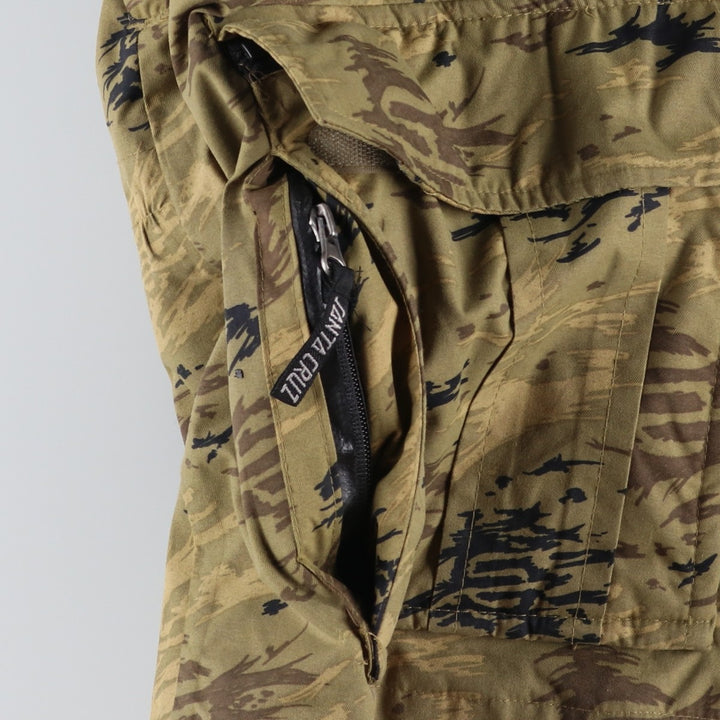 2000'S Santa Cruz Camouflage Pattern Nylon Parka, Men's Size XL Nylon Khaki type Vintage Second Hand