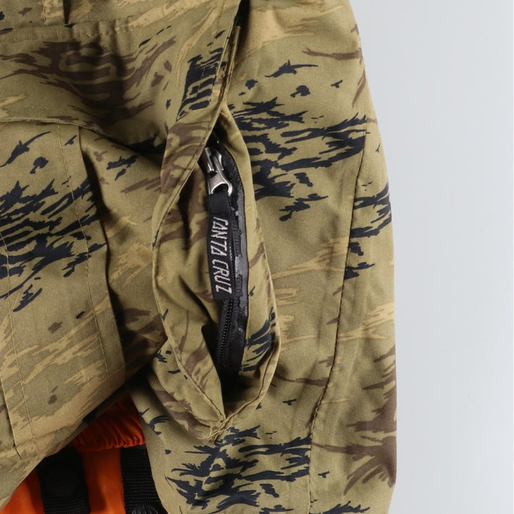 2000'S Santa Cruz Camouflage Pattern Nylon Parka, Men's Size XL Nylon Khaki type Vintage Second Hand