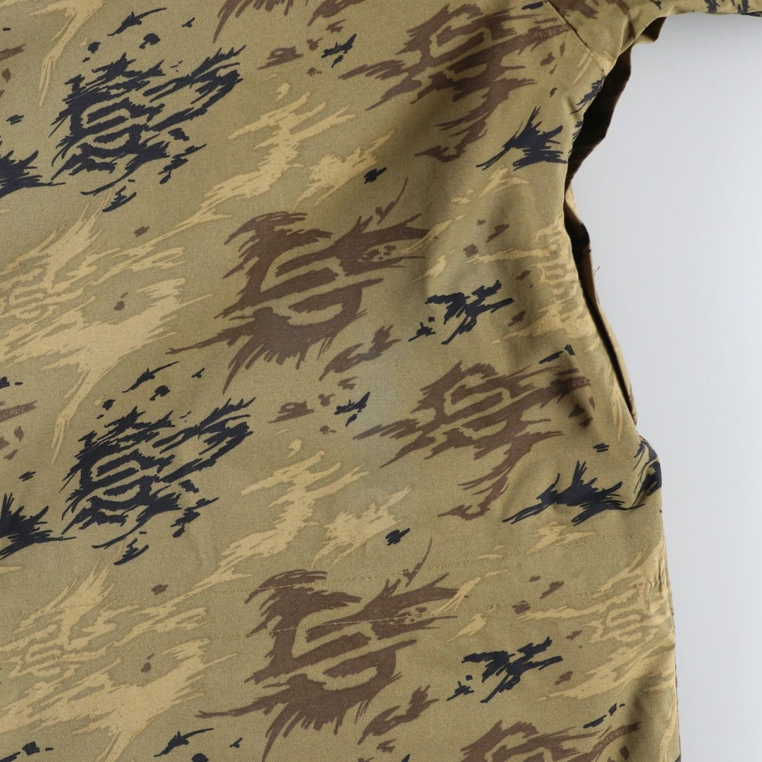 2000'S Santa Cruz Camouflage Pattern Nylon Parka, Men's Size XL Nylon Khaki type Vintage Second Hand