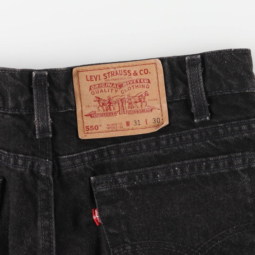 90'S Levi's 550-0260 Relaxed Fit Tapered Leg Black Denim Pants, Made in USA, Men's Size W31 cotton black type Vintage Second Hand