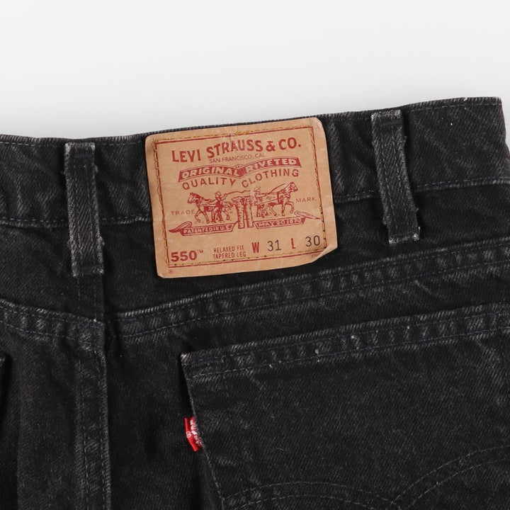 90'S Levi's 550-0260 Relaxed Fit Tapered Leg Black Denim Pants, Made in USA, Men's Size W31 cotton black type Vintage Second Hand
