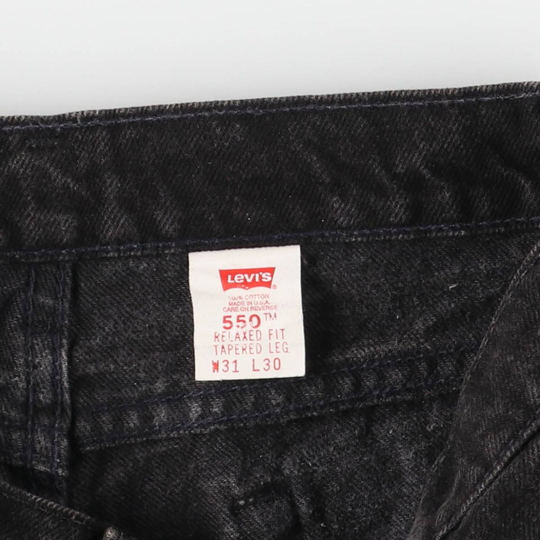 90'S Levi's 550-0260 Relaxed Fit Tapered Leg Black Denim Pants, Made in USA, Men's Size W31 cotton black type Vintage Second Hand