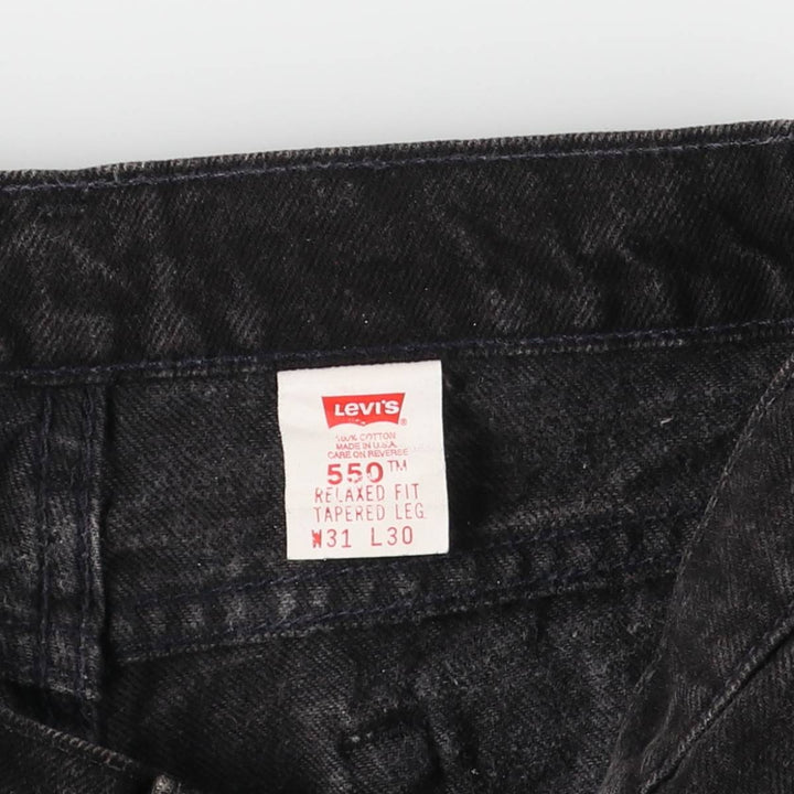 90'S Levi's 550-0260 Relaxed Fit Tapered Leg Black Denim Pants, Made in USA, Men's Size W31 cotton black type Vintage Second Hand
