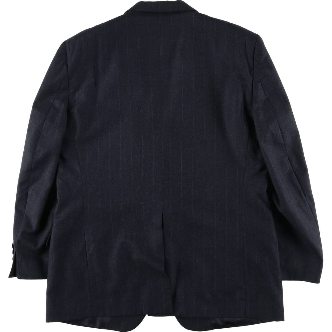 80s-90'S Burberry's Striped Pattern Wool Tailored Jacket, Made in USA, Men's Size L (Equivalent), Vintage wool Charcoal Vintage Second Hand