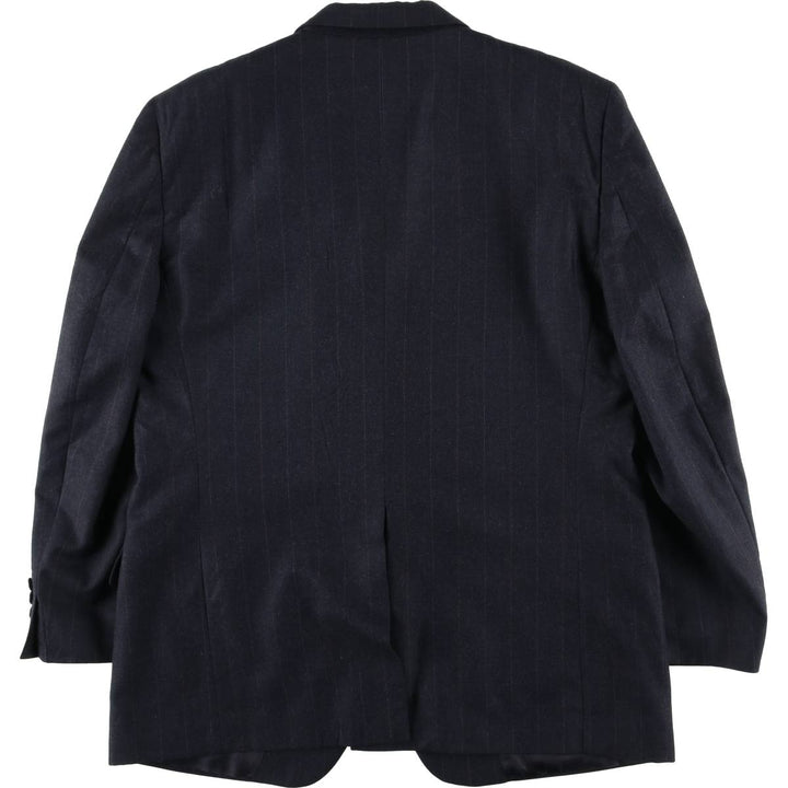 80s-90'S Burberry's Striped Pattern Wool Tailored Jacket, Made in USA, Men's Size L (Equivalent), Vintage wool Charcoal Vintage Second Hand