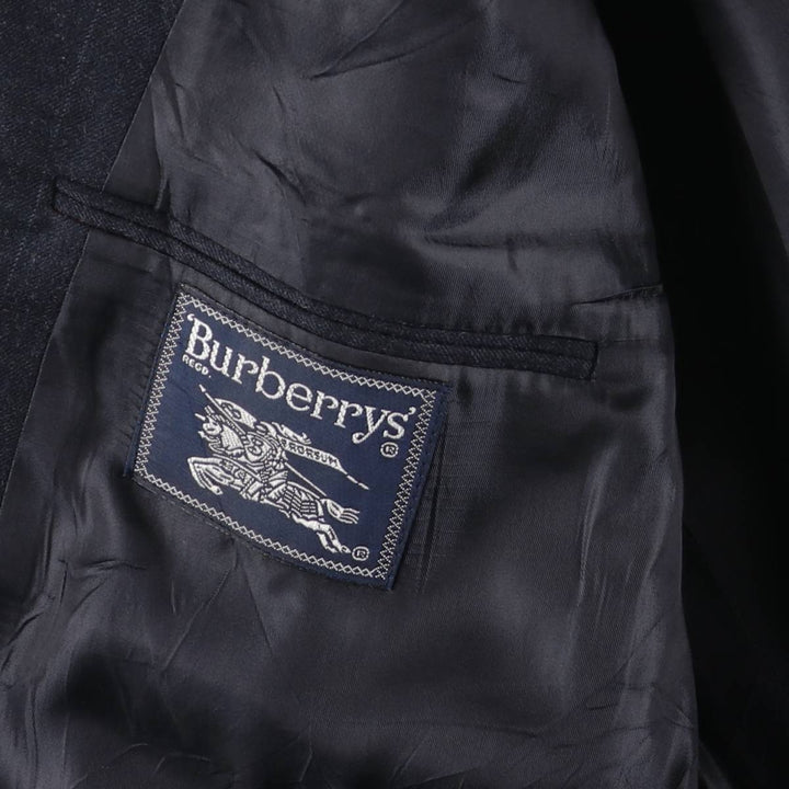 80s-90'S Burberry's Striped Pattern Wool Tailored Jacket, Made in USA, Men's Size L (Equivalent), Vintage wool Charcoal Vintage Second Hand