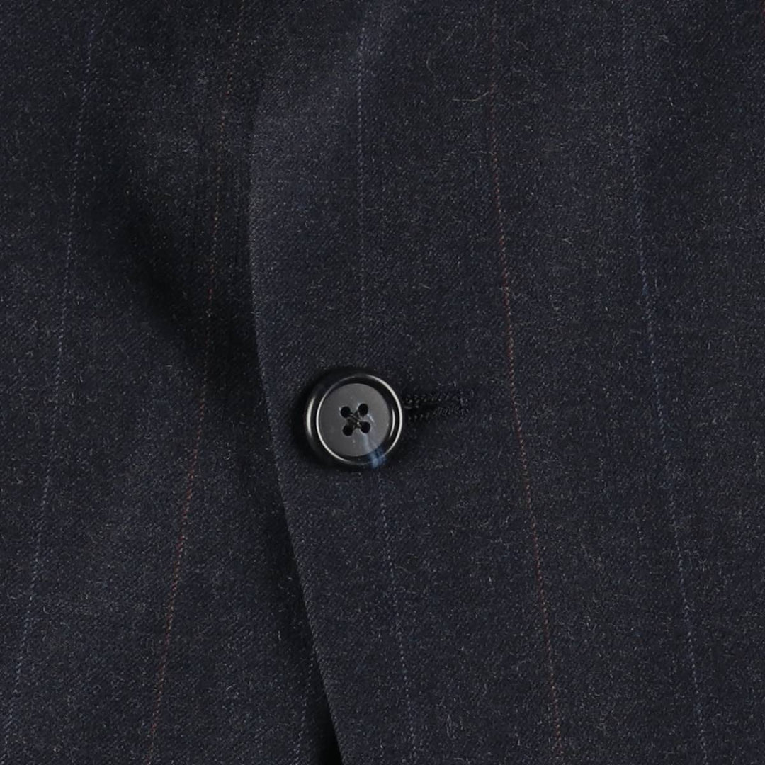 80s-90'S Burberry's Striped Pattern Wool Tailored Jacket, Made in USA, Men's Size L (Equivalent), Vintage wool Charcoal Vintage Second Hand