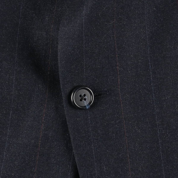80s-90'S Burberry's Striped Pattern Wool Tailored Jacket, Made in USA, Men's Size L (Equivalent), Vintage wool Charcoal Vintage Second Hand
