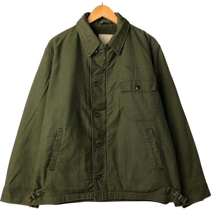 US Army A-2 Military Deck Jacket, Men's Size L unclear Khaki type Vintage Second Hand