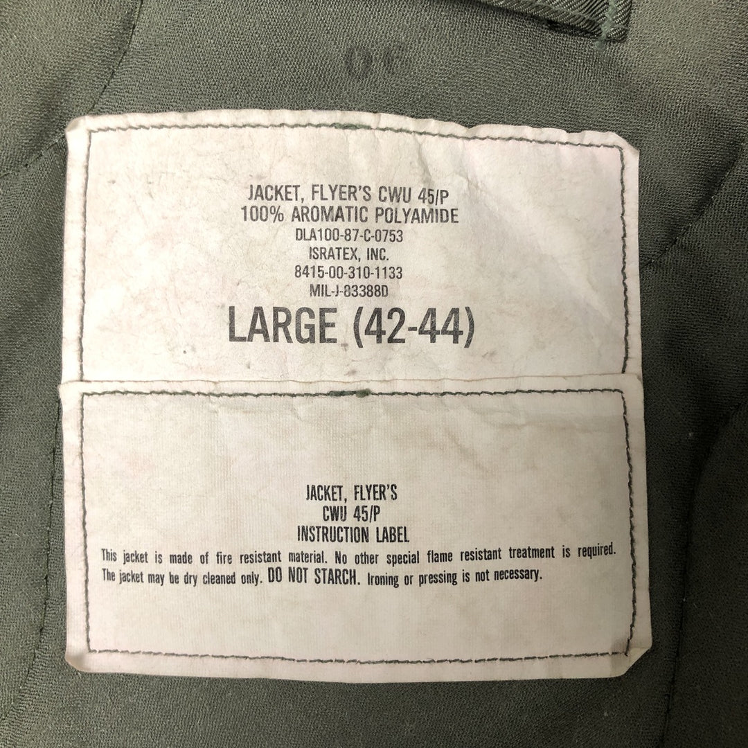 80's US military actual product CWU-45 Aromatic polyamide Khaki type Vintage Second Hand