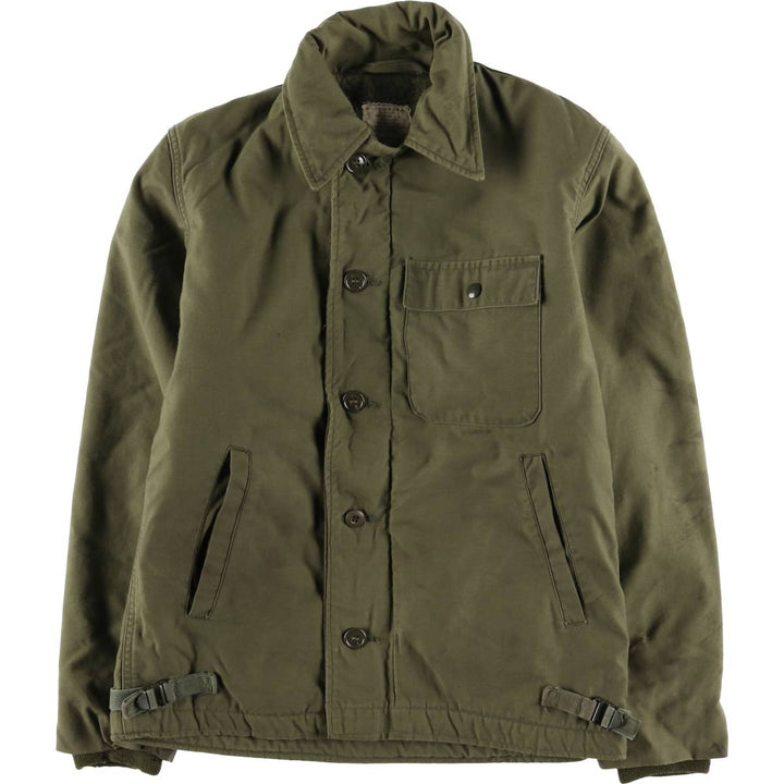 Authentic 1970'S US Navy A-2 Deck Jacket with Back Stencil, Made in USA, Small (34-36), Men's Size Small unclear Khaki type Vintage Second Hand
