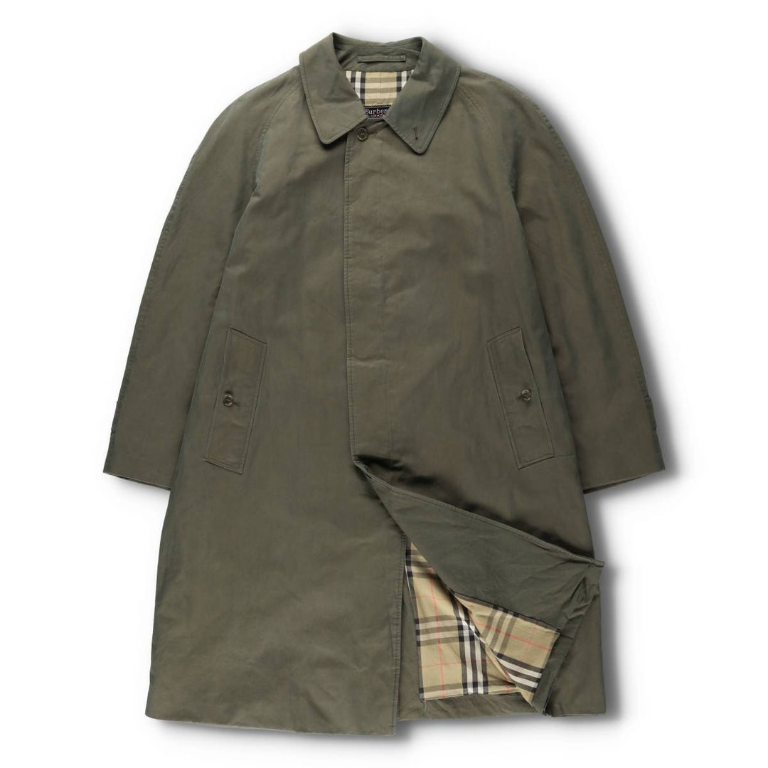 Burberry's 100% cotton iridescent Balmacaan coat, made in England, size M. cotton green type Vintage Second Hand