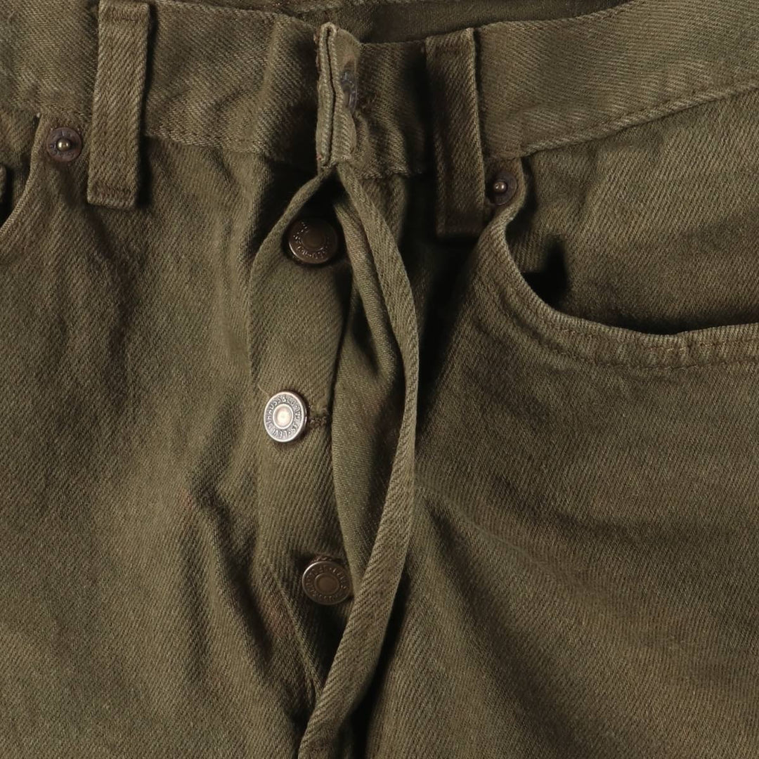 90'S Levi's 501-0666 Straight Denim Pants, Made in USA, Men's, Size W29, Vintage cotton Khaki type sage green Vintage Second Hand