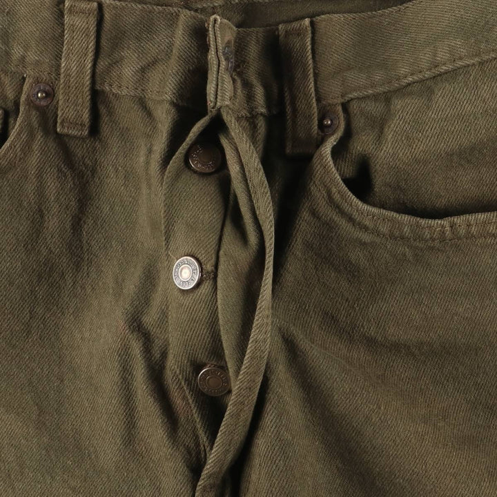 90'S Levi's 501-0666 Straight Denim Pants, Made in USA, Men's, Size W29, Vintage cotton Khaki type sage green Vintage Second Hand