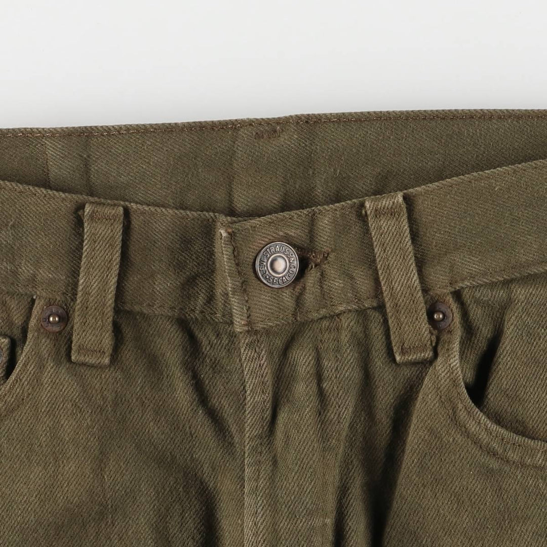 90'S Levi's 501-0666 Straight Denim Pants, Made in USA, Men's, Size W29, Vintage cotton Khaki type sage green Vintage Second Hand