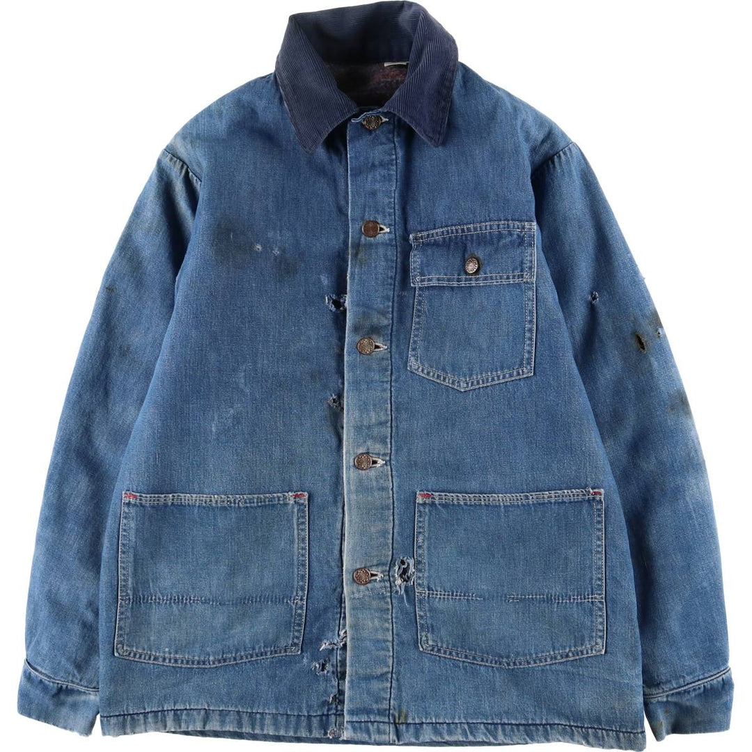 Vintage 70'S denim coverall, men's size M unclear blue type Vintage Second Hand