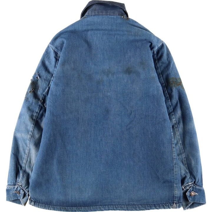 Vintage 70'S denim coverall, men's size M unclear blue type Vintage Second Hand