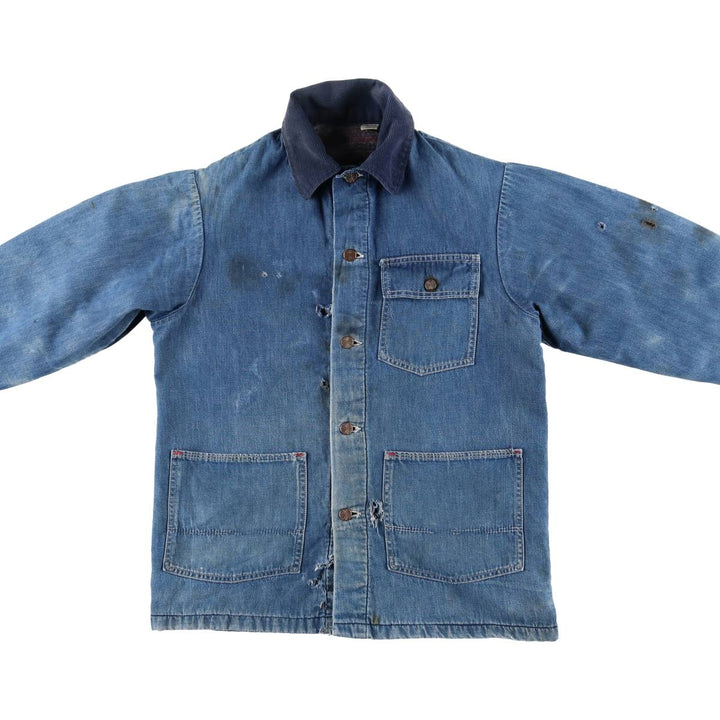 Vintage 70'S denim coverall, men's size M unclear blue type Vintage Second Hand