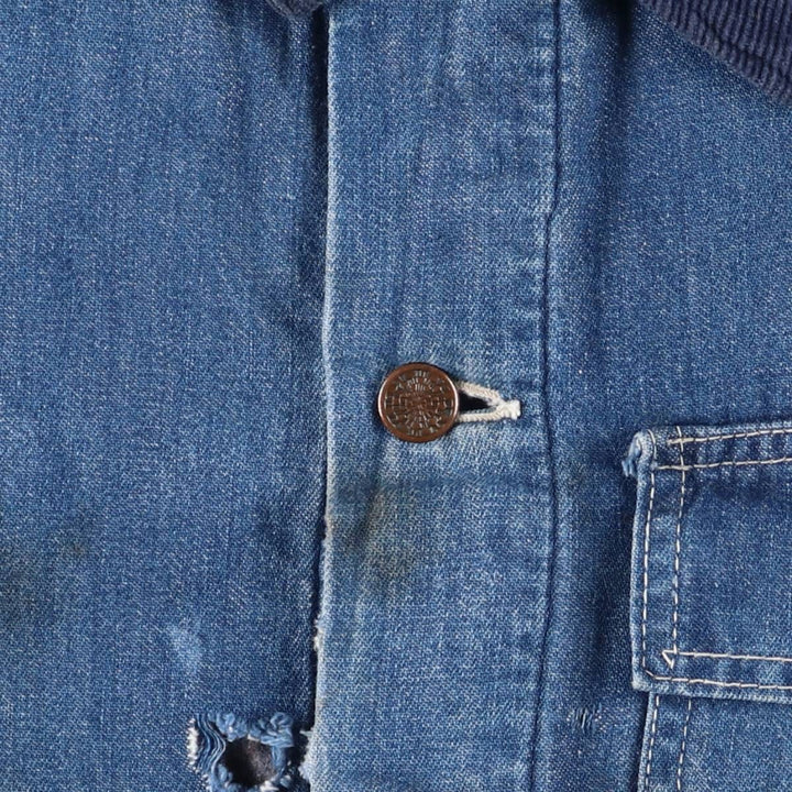 Vintage 70'S denim coverall, men's size M unclear blue type Vintage Second Hand