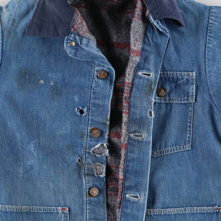 Vintage 70'S denim coverall, men's size M unclear blue type Vintage Second Hand