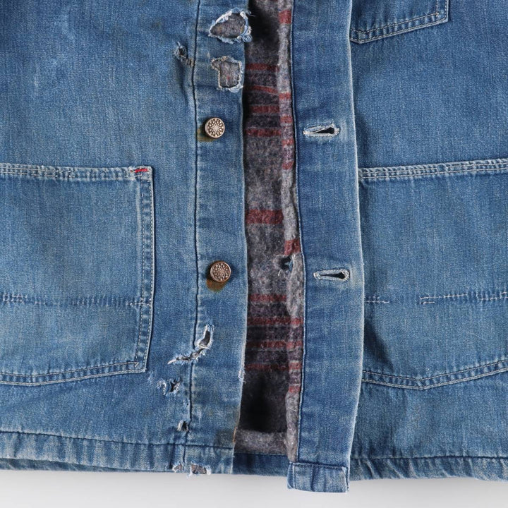 Vintage 70'S denim coverall, men's size M unclear blue type Vintage Second Hand