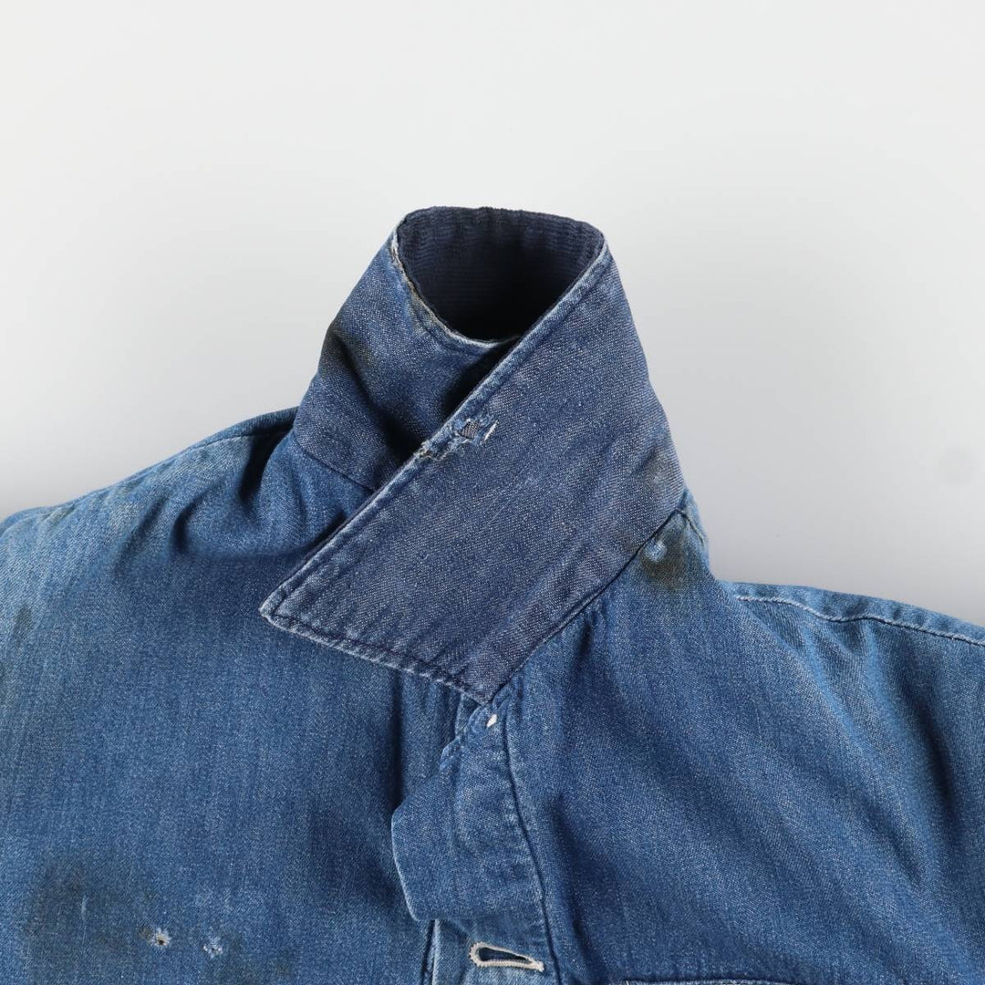 Vintage 70'S denim coverall, men's size M unclear blue type Vintage Second Hand