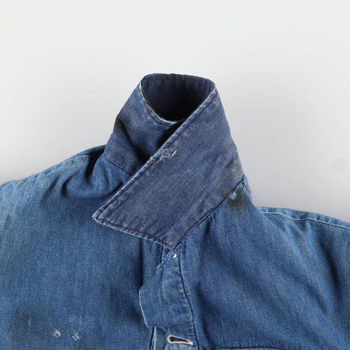 Vintage 70'S denim coverall, men's size M unclear blue type Vintage Second Hand