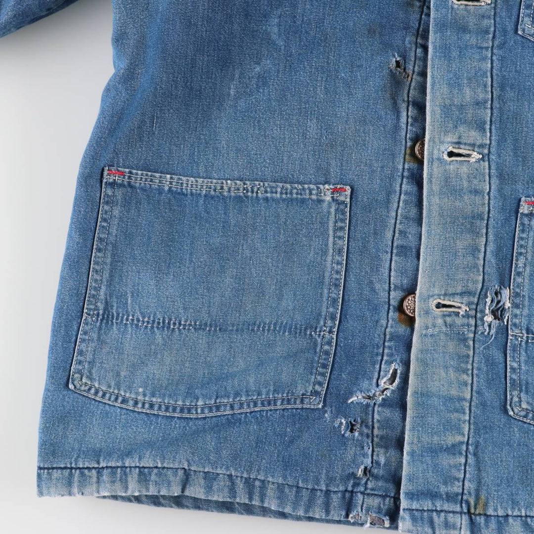 Vintage 70'S denim coverall, men's size M unclear blue type Vintage Second Hand