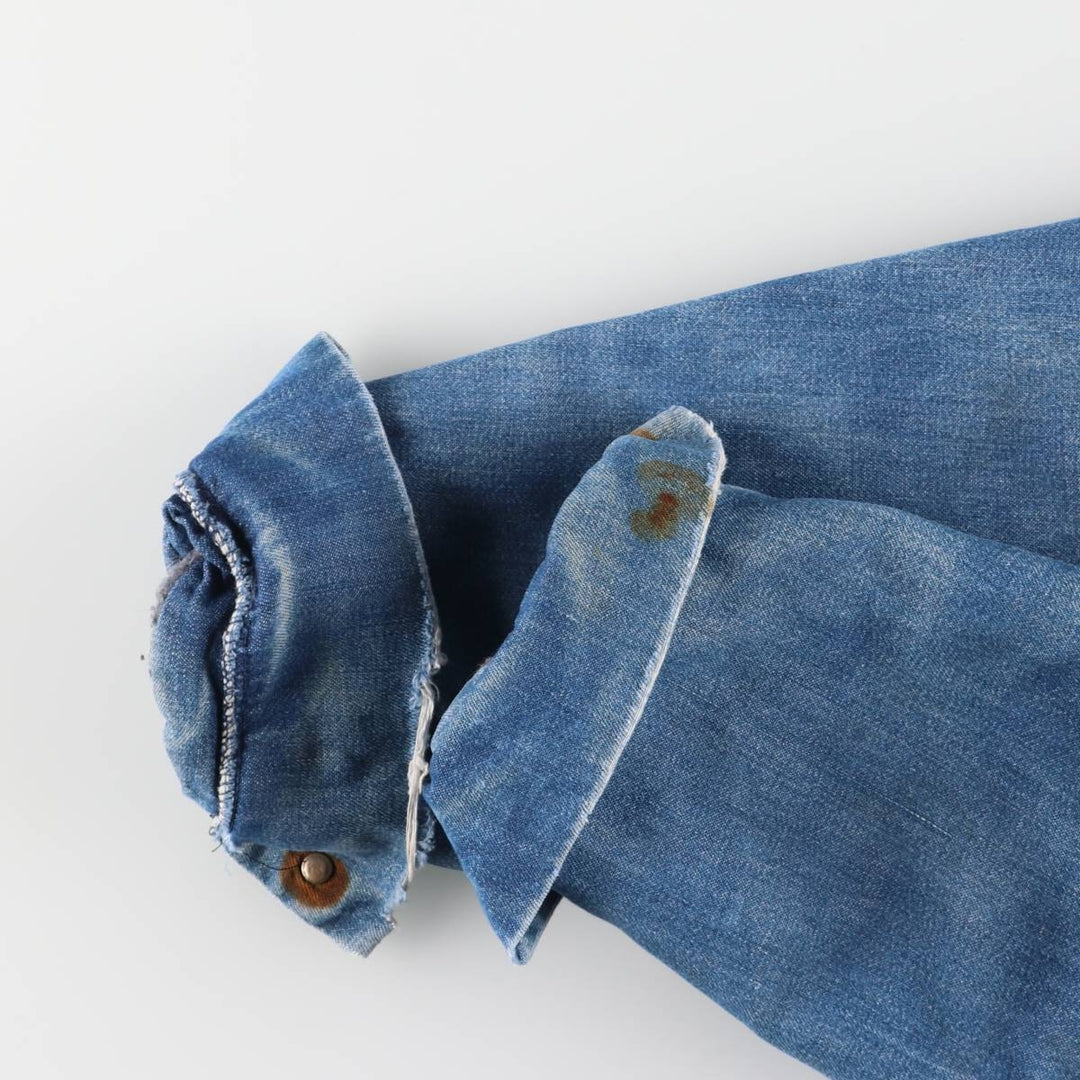 Vintage 70'S denim coverall, men's size M unclear blue type Vintage Second Hand