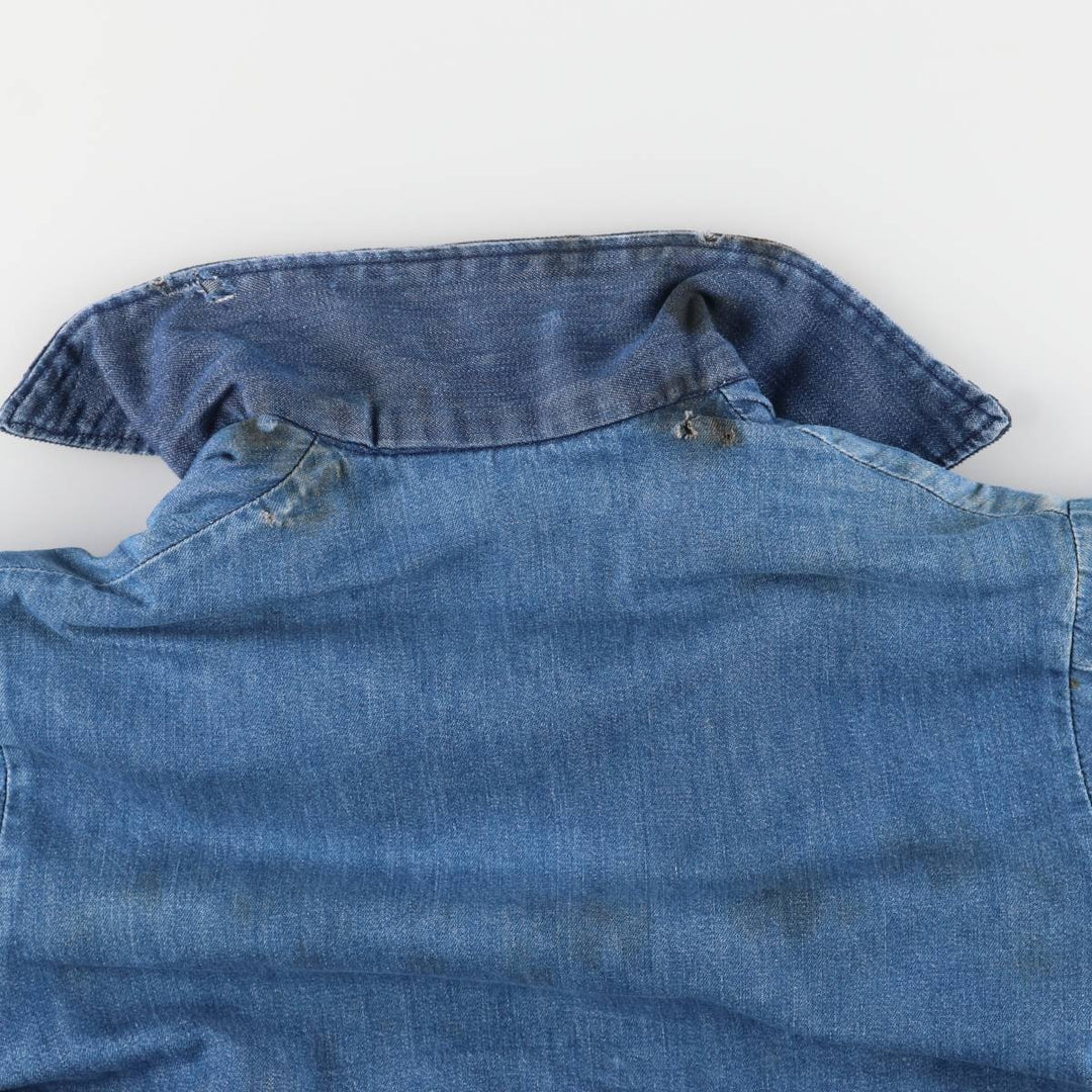 Vintage 70'S denim coverall, men's size M unclear blue type Vintage Second Hand