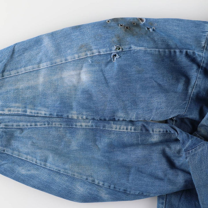 Vintage 70'S denim coverall, men's size M unclear blue type Vintage Second Hand