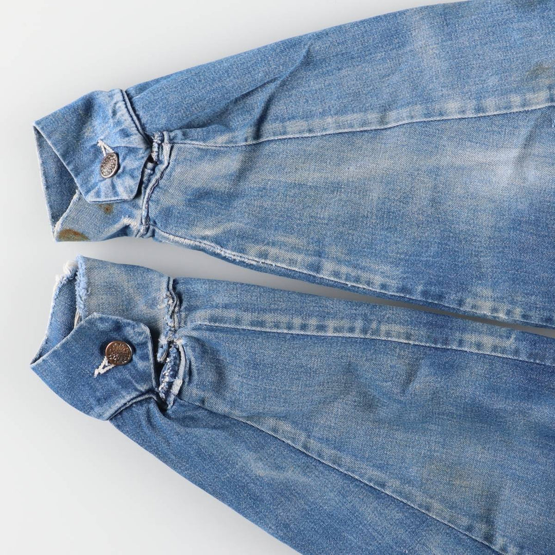 Vintage 70'S denim coverall, men's size M unclear blue type Vintage Second Hand