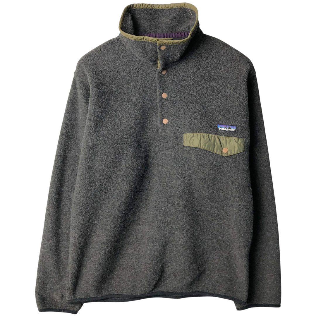 90s-00'S Patagonia Synchilla Half-Snap Fleece Pullover, Made in USA, Men's Size Small unclear gray type Vintage Second Hand