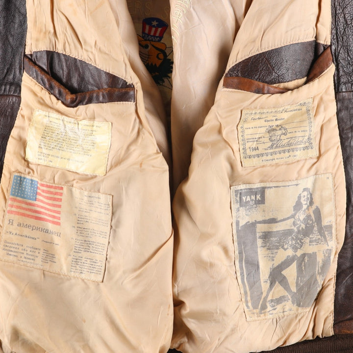 Vintage 1980'S AVIREX A-2 Leather Flight Jacket, Men's Size XL genuine leather brown type Vintage Second Hand