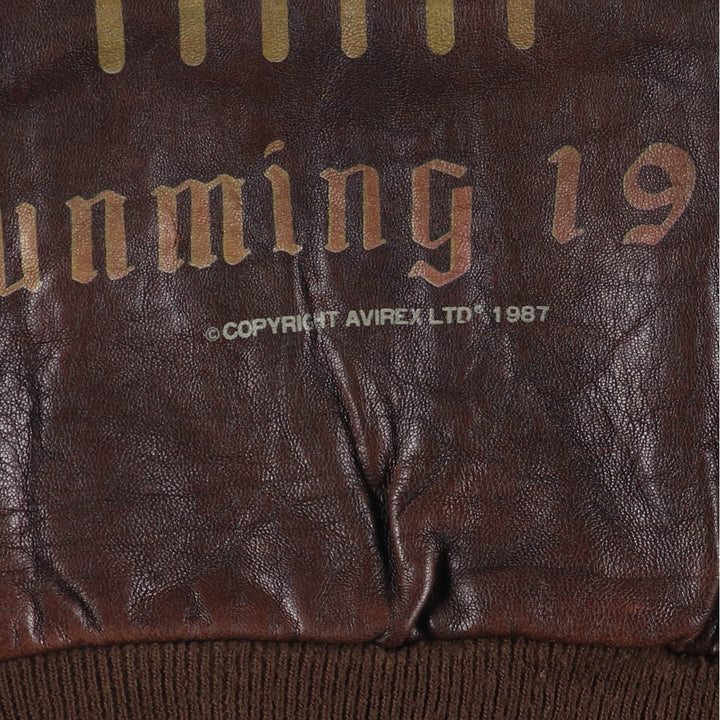 Vintage 1980'S AVIREX A-2 Leather Flight Jacket, Men's Size XL genuine leather brown type Vintage Second Hand
