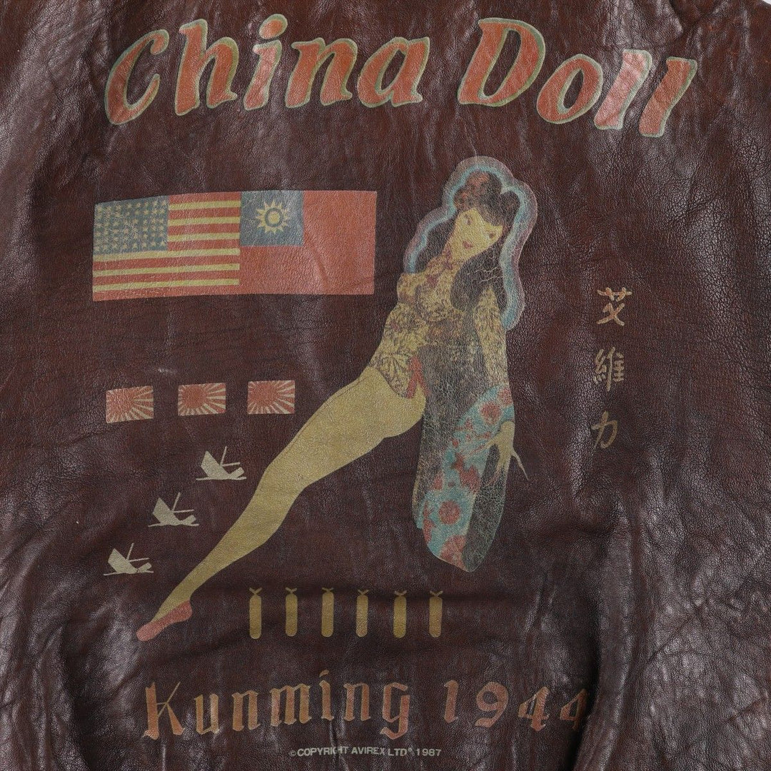 Vintage 1980'S AVIREX A-2 Leather Flight Jacket, Men's Size XL genuine leather brown type Vintage Second Hand