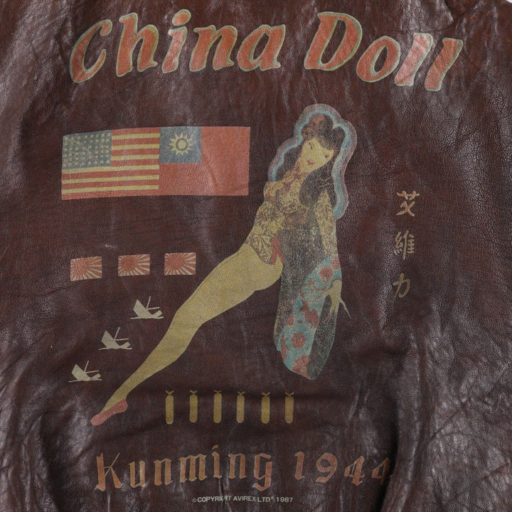 Vintage 1980'S AVIREX A-2 Leather Flight Jacket, Men's Size XL genuine leather brown type Vintage Second Hand